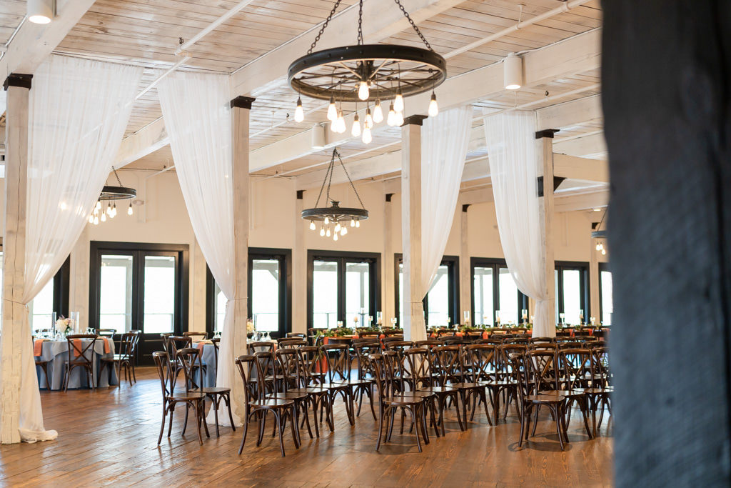 Reception decor at The Factory at Walton Mill photographed in Monroe GA