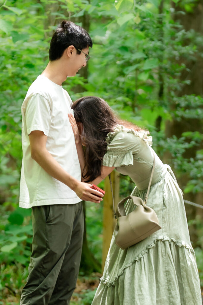 Bride overcome with emotion after surprise proposal in Fernbank Forest