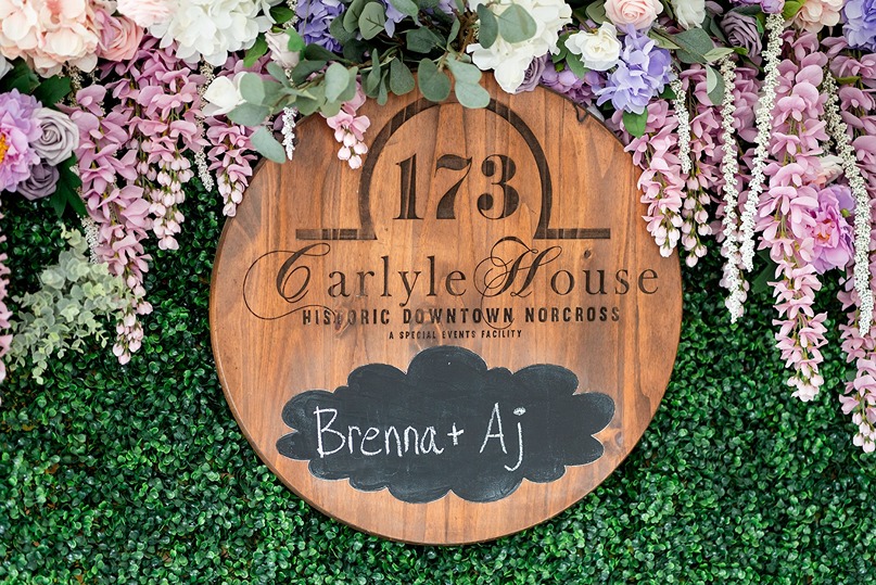 The welcome sign to 173 Carlyle House, wedding venues in Georgia