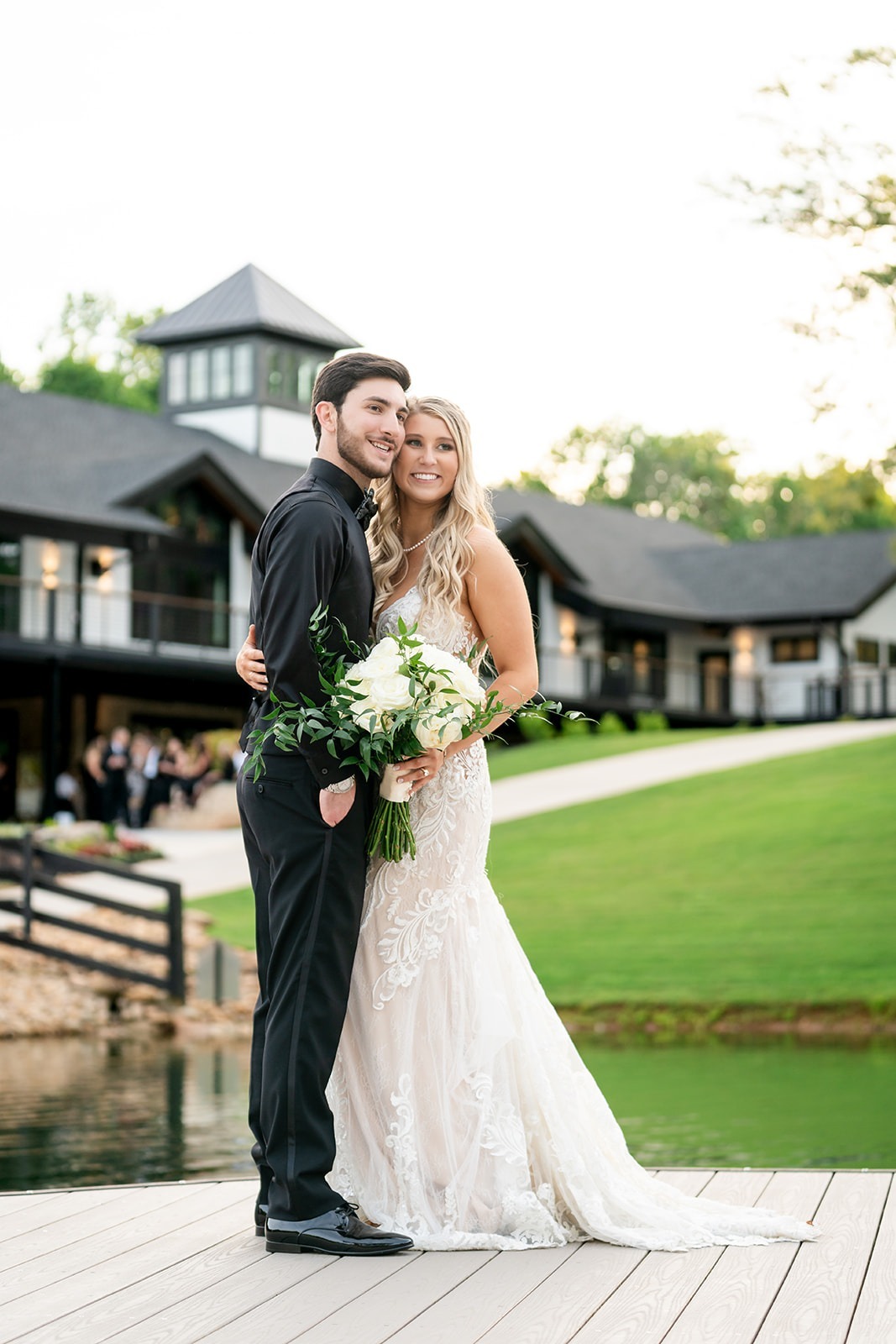 A couple outside of their indoor wedding venue in Georgia