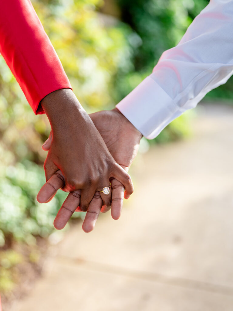 Engagement ring close-up during Atlanta proposal photography session