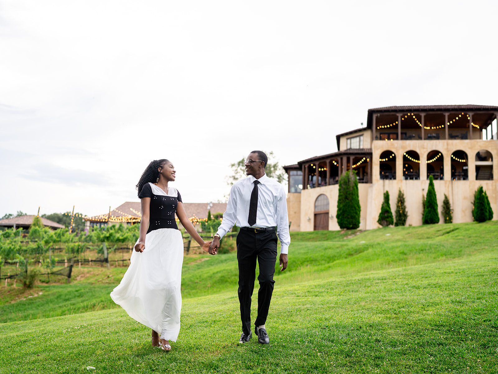 Couple celebrating their engagement at Montluce Winery, Atlanta proposal photography by Kalyn Wolf Studios