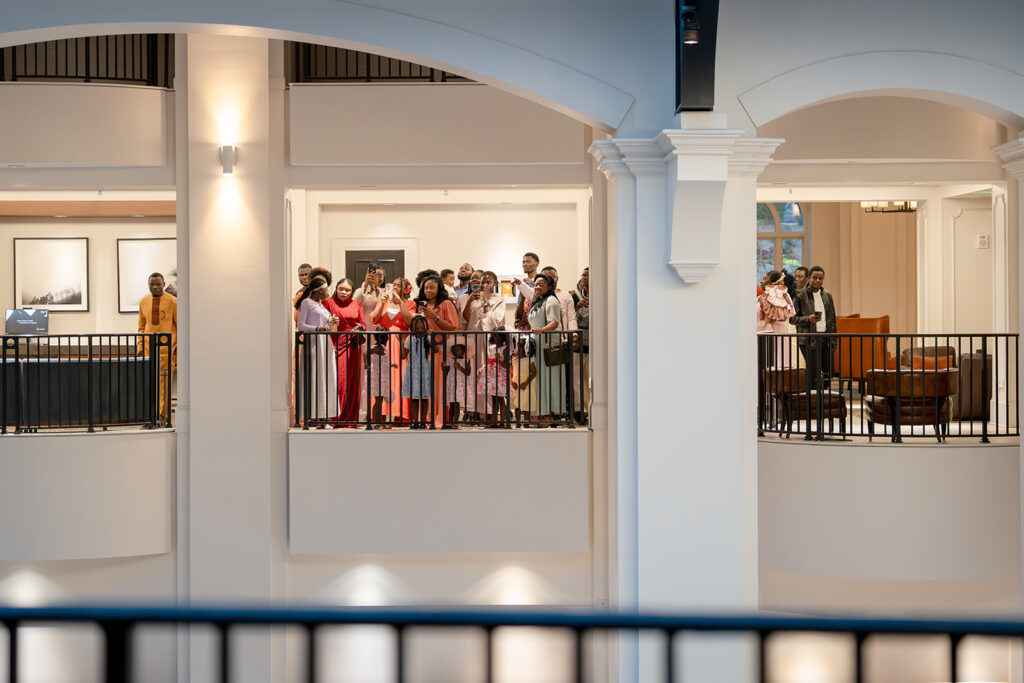 Family waiting in anticipation during a proposal weekend at North Georgia winery hotels at Château Élan