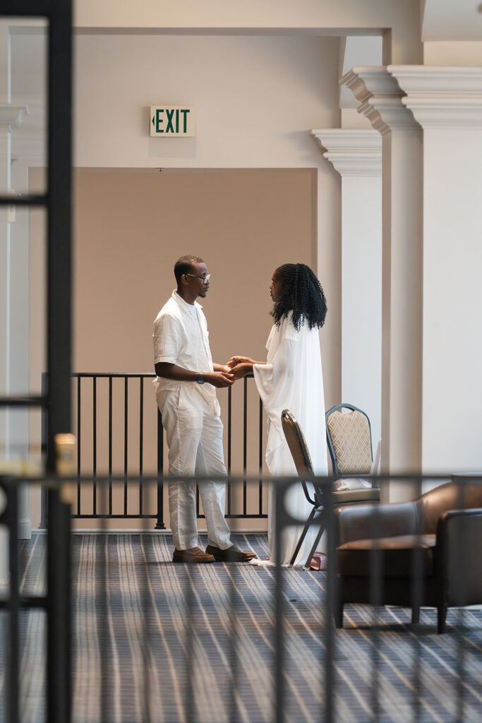 Emotional proposal on the balcony above the Versailles Restaurant Château Élan