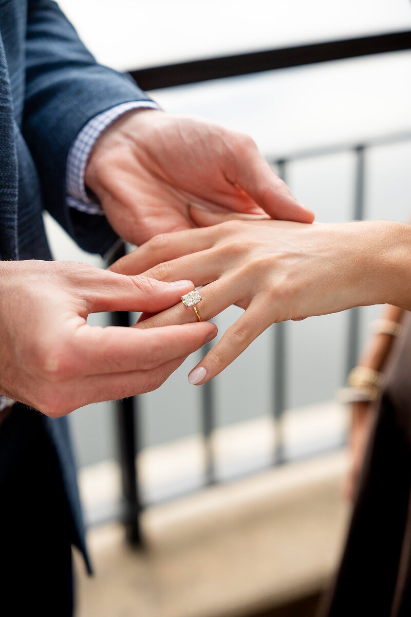 Romantic engagement session with a newly engaged couple outdoors.