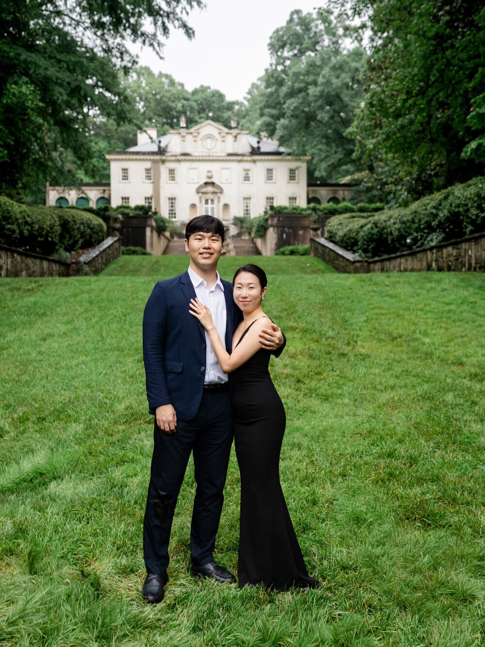 Elegant Georgia engagement photos featuring a newly engaged couple.