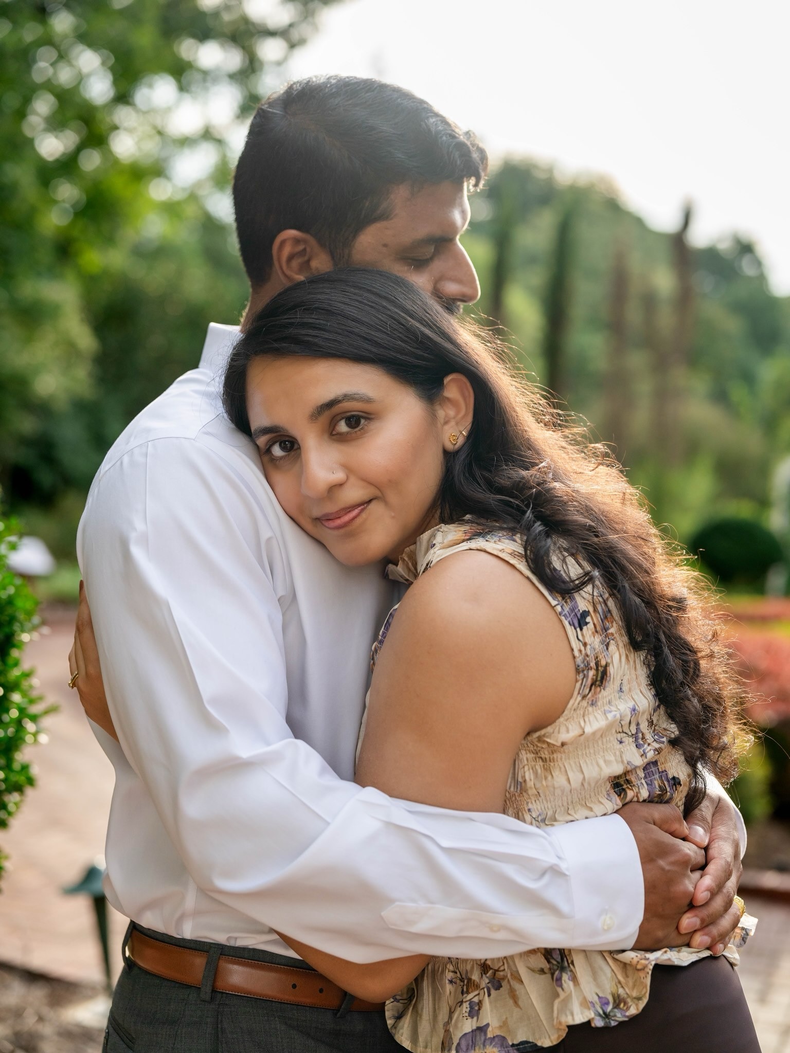 Romantic engagement photoshoot in Georgia with a couple outdoors